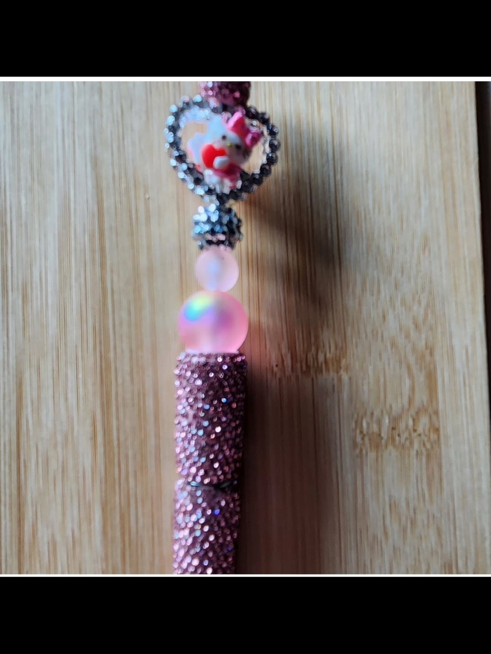 Pink Rhinestone Pen with Beaded Charm